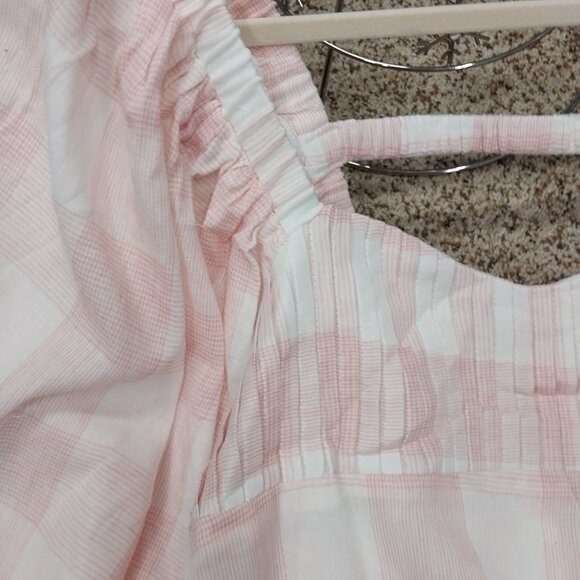 3503 Size Large POL Puff Sleeve Cream and Pink Lined Dress. NWT - Picture 4 of 9